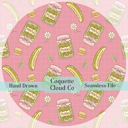 Pickles Seamless Pattern, Cute Digital Download for Fabric Design, Sublimation Art, Quirky Food Print