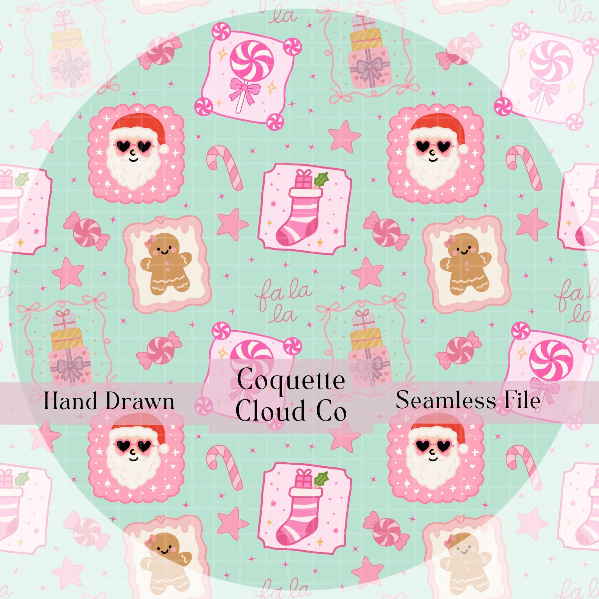 Christmas Frames Seamless Pattern, Digital Download for Holiday Crafts, Preppy Pink Girly Design, Repeating Art