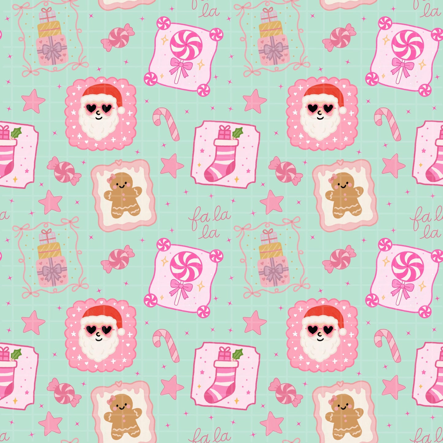 Christmas Frames Seamless Pattern, Digital Download for Holiday Crafts, Preppy Pink Girly Design, Repeating Art