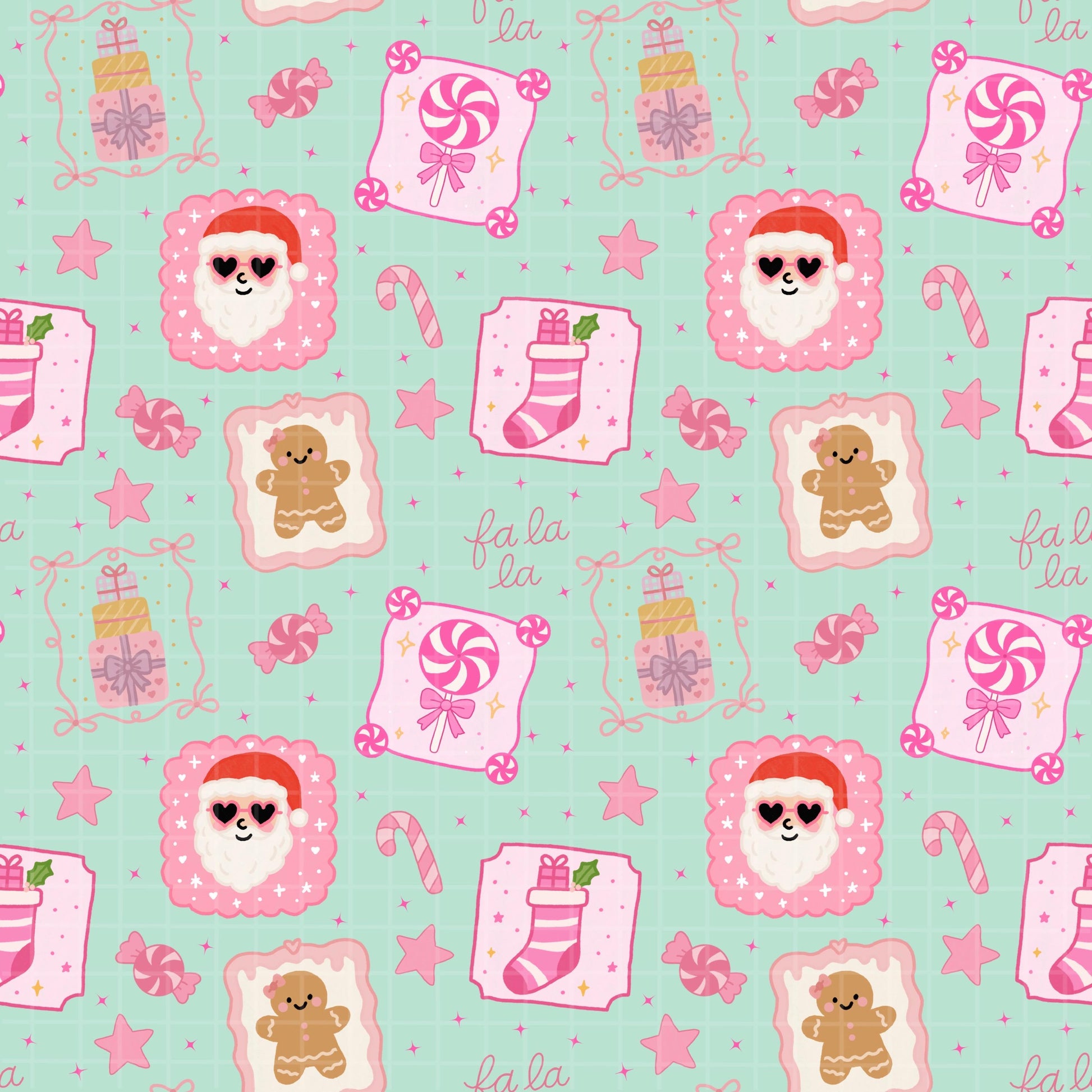 Christmas Frames Seamless Pattern, Digital Download for Holiday Crafts, Preppy Pink Girly Design, Repeating Art