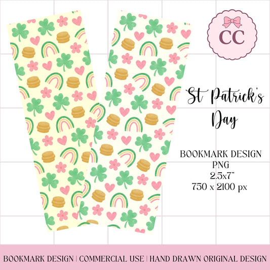 St. Patrick's Day Digital Bookmark, Printable Irish Gift, Lucky Clover Design for Reading Lovers