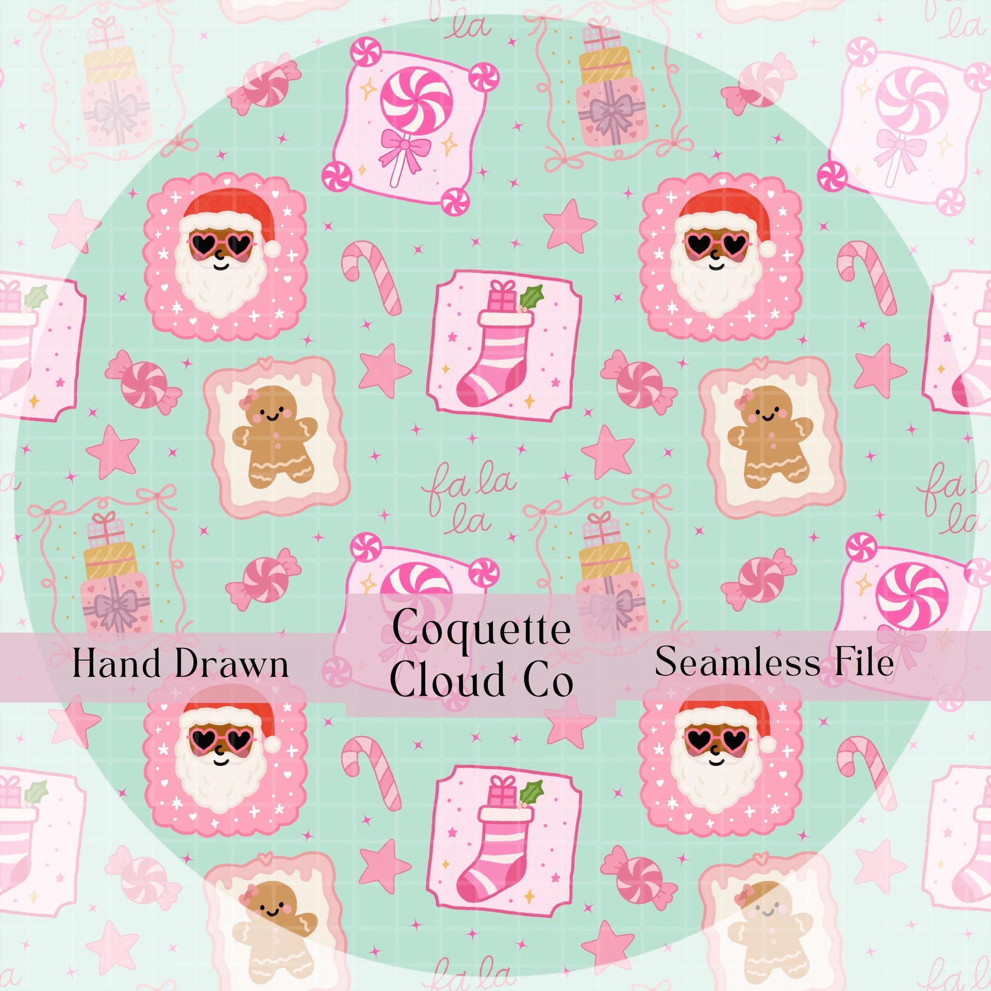 Christmas Frames Seamless Pattern, Digital Download for Holiday Crafts, Preppy Pink Girly Design, Repeating Art