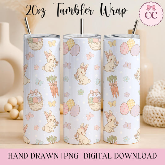 Easter Bunny Tumbler Wrap, Custom Digital Design for Gifts, Cute Tumbler Wraps