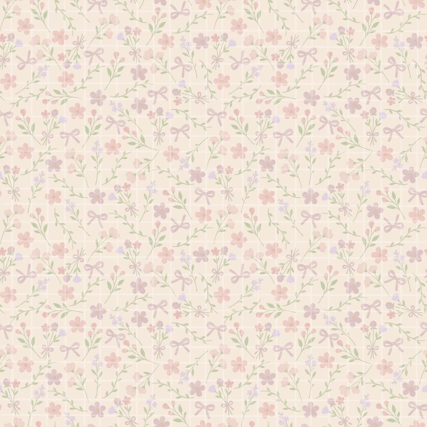 Seamless Wildflower Coquette Bow Pattern, Digital Download, Floral Design, Cute Aesthetic