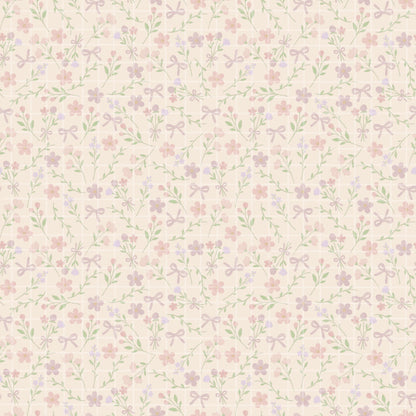 Seamless Wildflower Coquette Bow Pattern, Digital Download, Floral Design, Cute Aesthetic