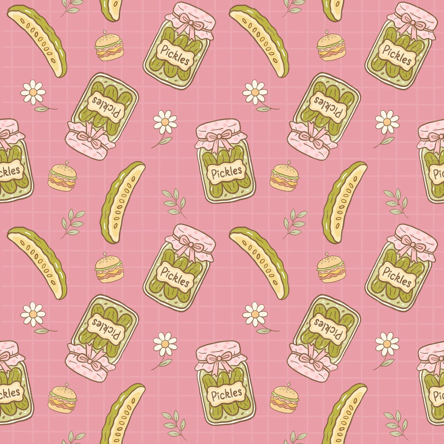 Pickles Seamless Pattern, Cute Digital Download for Fabric Design, Sublimation Art, Quirky Food Print