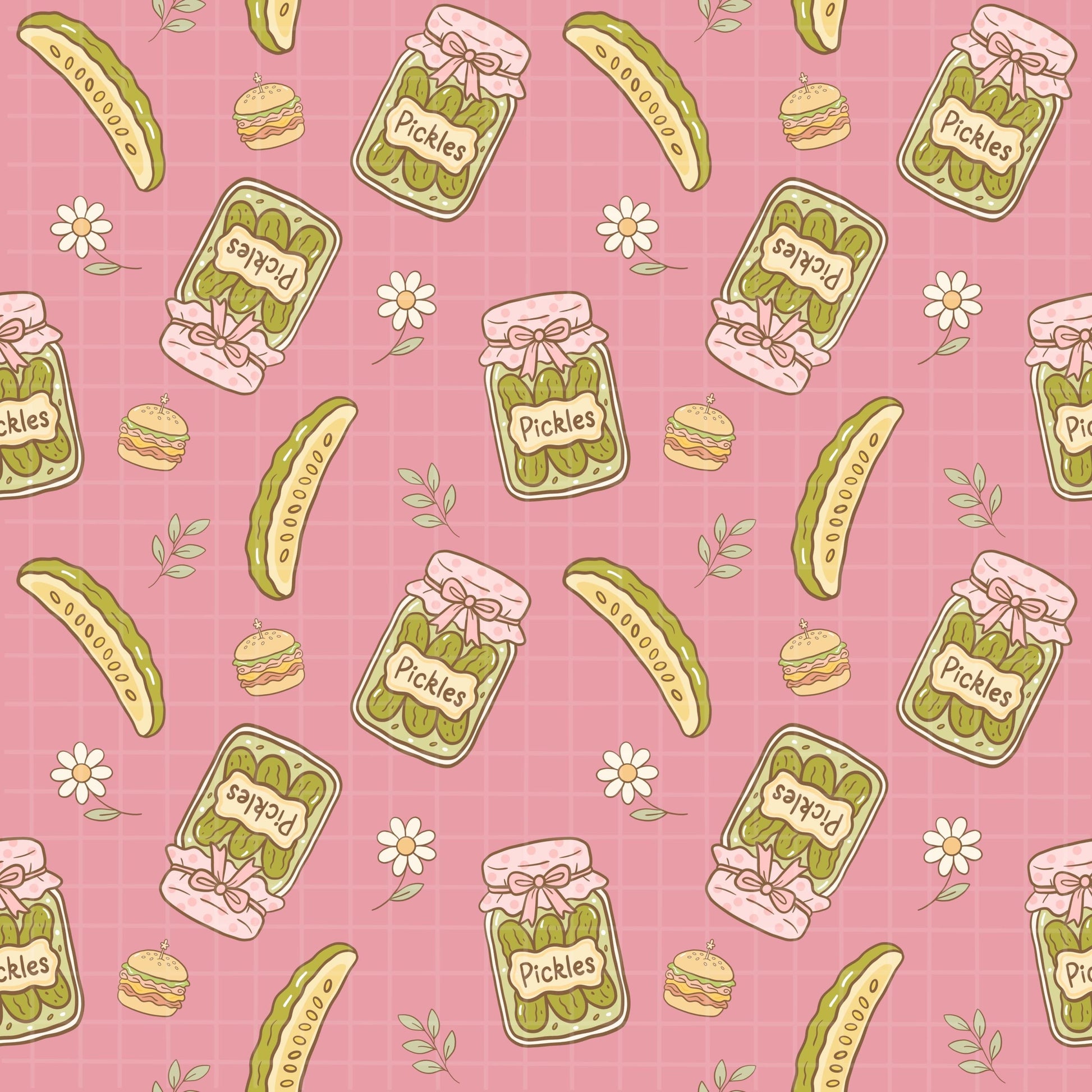 Pickles Seamless Pattern, Cute Digital Download for Fabric Design, Sublimation Art, Quirky Food Print