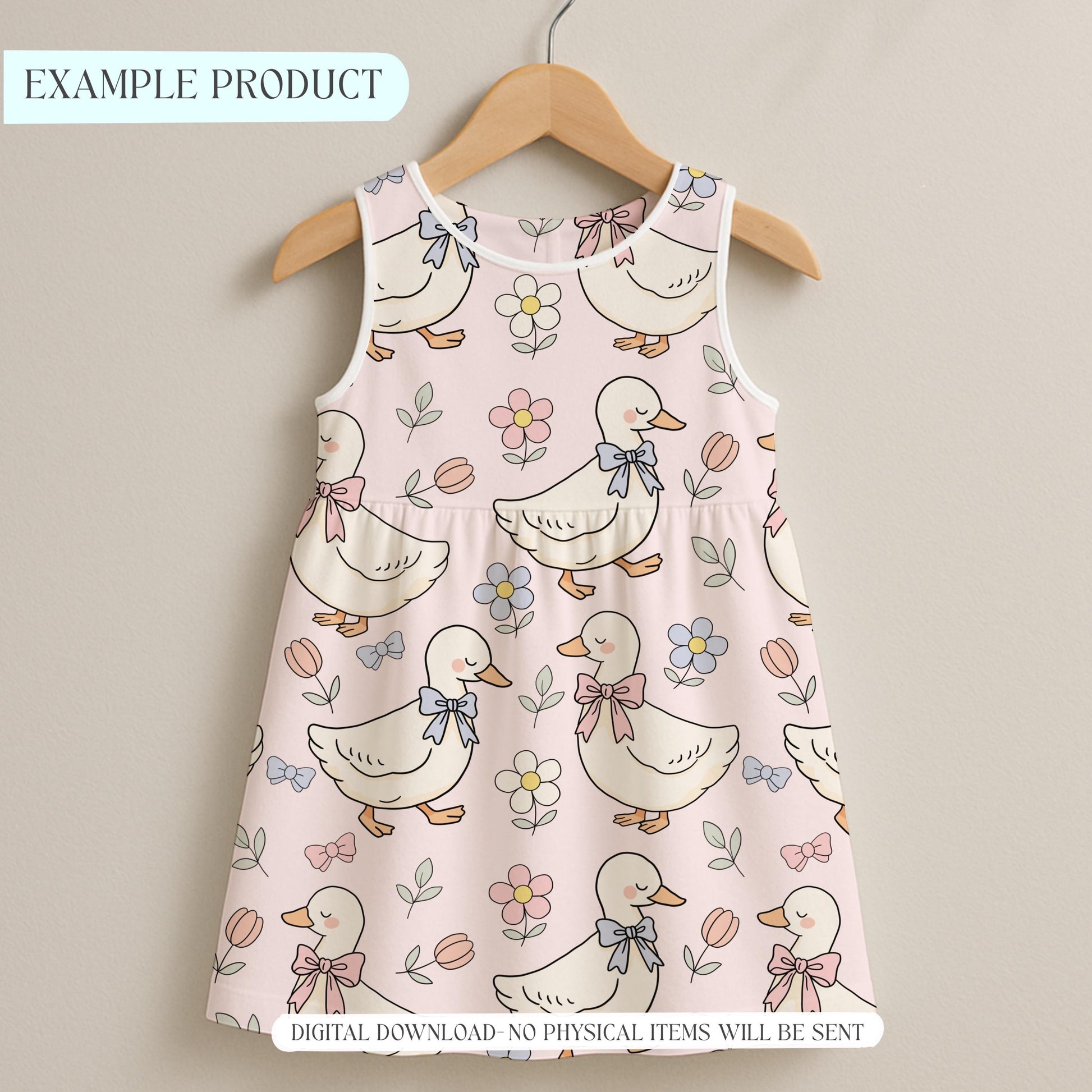 Spring Ducks Fabric Pattern, Floral Duck Design, Cute Baby Goose Print, Pastel Nursery Decor, Farm Animals