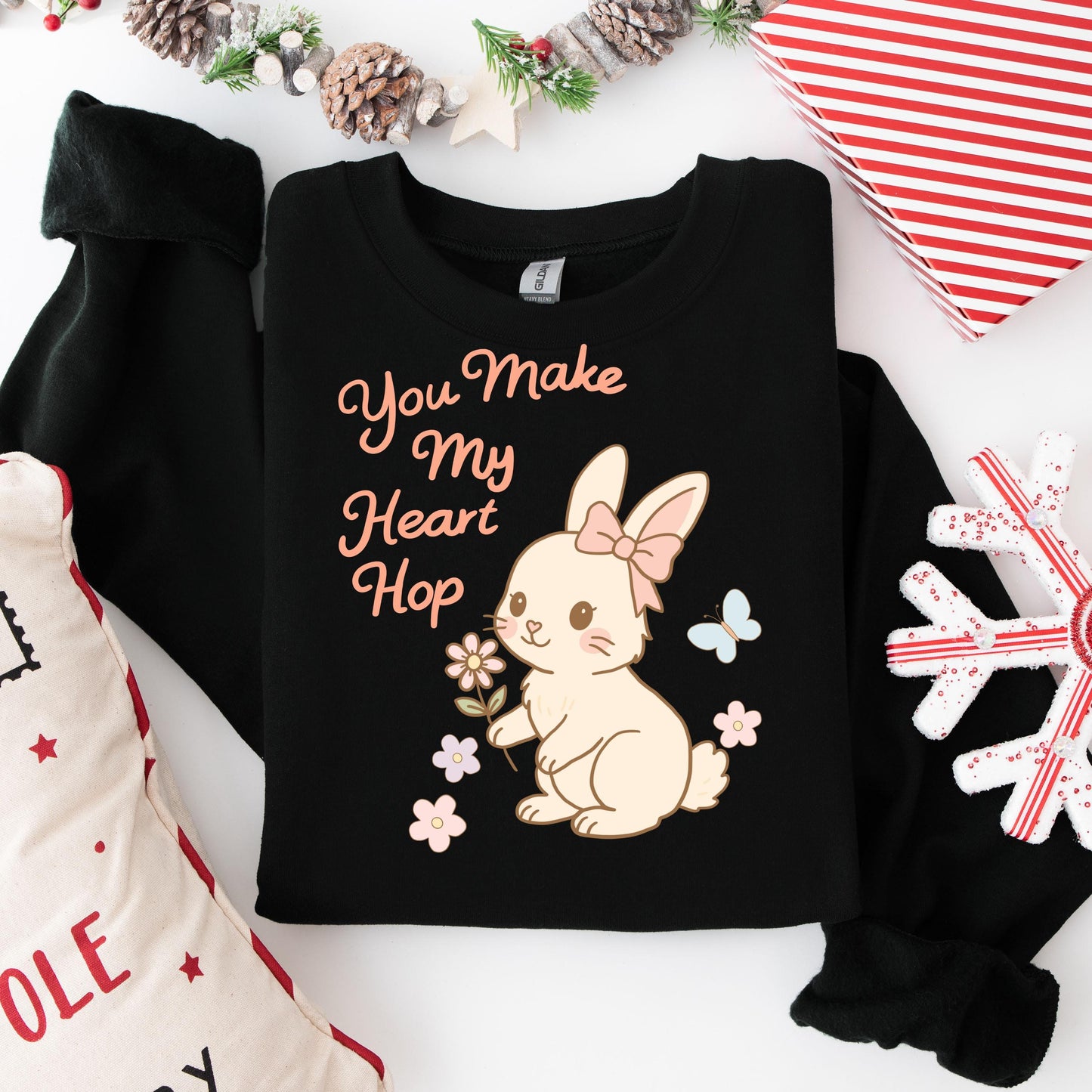 Easter Bunny PNG, You Make My Heart Hop, Cute Digital Download, Clipart for Easter, Printable Art for Valentines Day