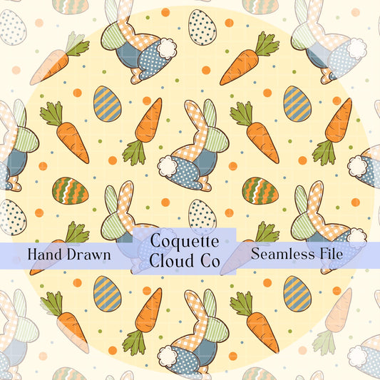 Boy Easter Seamless Design, Adorable Bunny & Egg Patterns, Kids Digital Paper for Easter Crafts