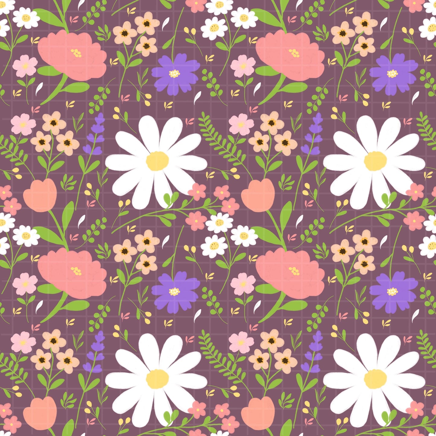 Floral Seamless Pattern. Daisy Flower Digital Paper for Spring. Boho Flower Print. Cute Floral Clipart for Fabric, Wallpaper, Scrapbooking &