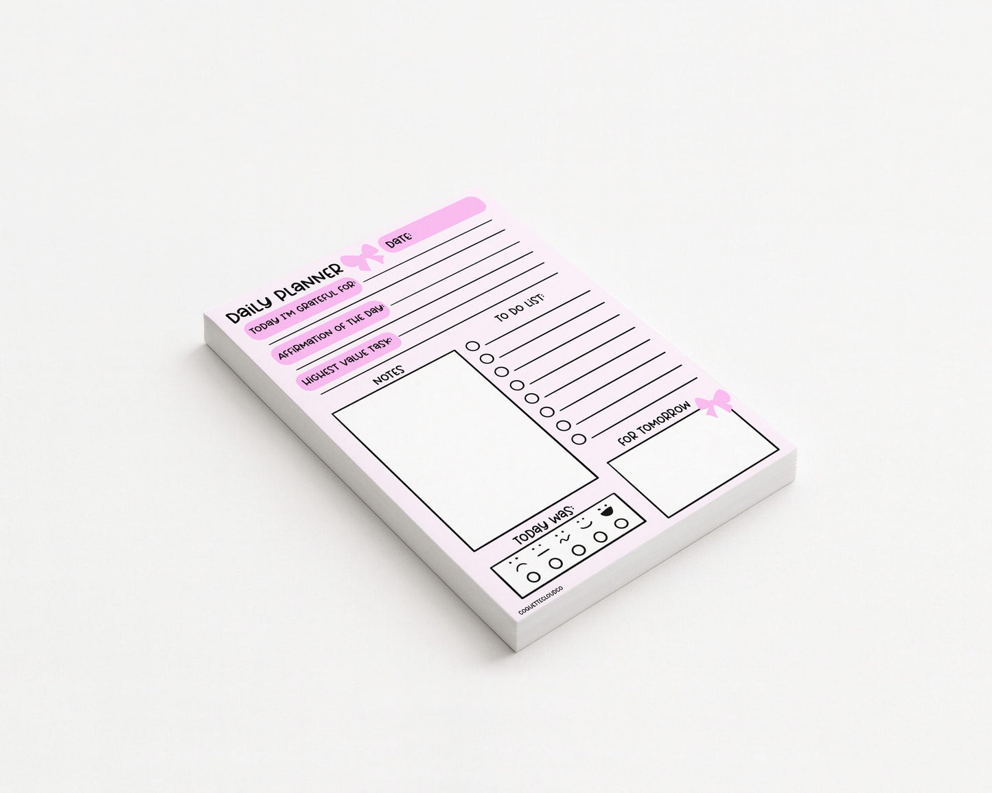 a5 daily gratitude and planner notepad on white background