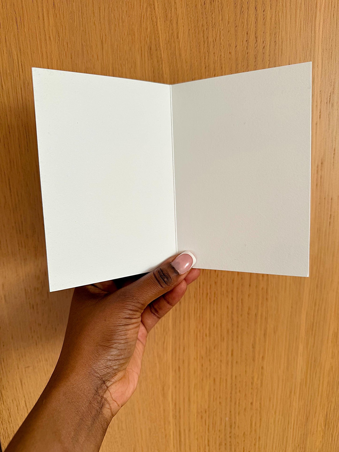 card open to show blank inside pages