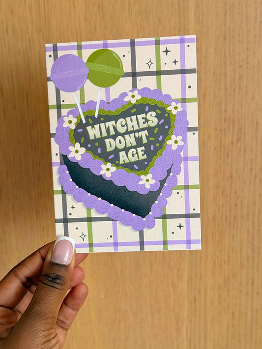 Witches Don’t Age Birthday Card, Funny Witch Card . Witchy Birthday Greeting Card, A6 Birthday Card