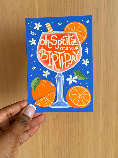 Oh Spritz It’s Your Birthday Card A6, Aperol Spritz Birthday Card, Summer Cocktail Birthday Card