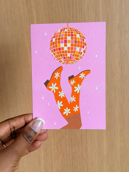 Disco Ball Greeting Card A6, Retro Disco Birthday Card, Fun Party Card, Dance Floor Vibes Card