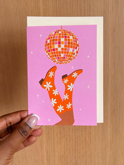 Disco Ball Greeting Card A6, Retro Disco Birthday Card, Fun Party Card, Dance Floor Vibes Card
