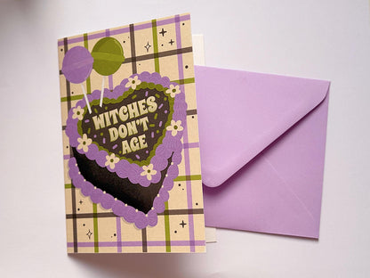 Witches Don’t Age Birthday Card, Funny Witch Card . Witchy Birthday Greeting Card, A6 Birthday Card