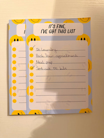 It’s Fine, I’ve Got This List A5 Notepad - Coquette Cloud Co