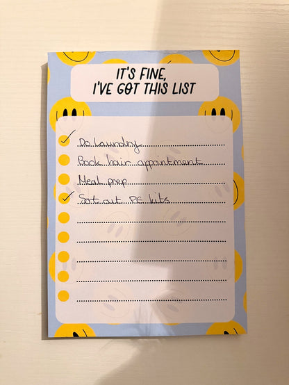 It’s Fine, I’ve Got This List A5 Notepad - Coquette Cloud Co