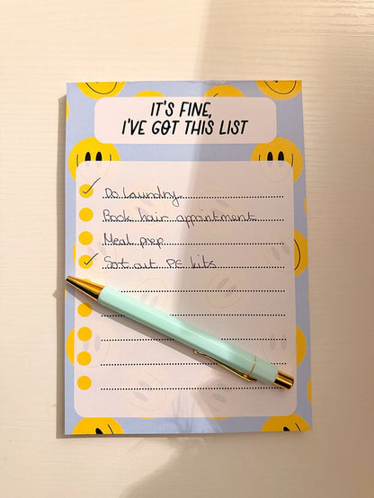 It’s Fine, I’ve Got This List A5 Notepad - Coquette Cloud Co