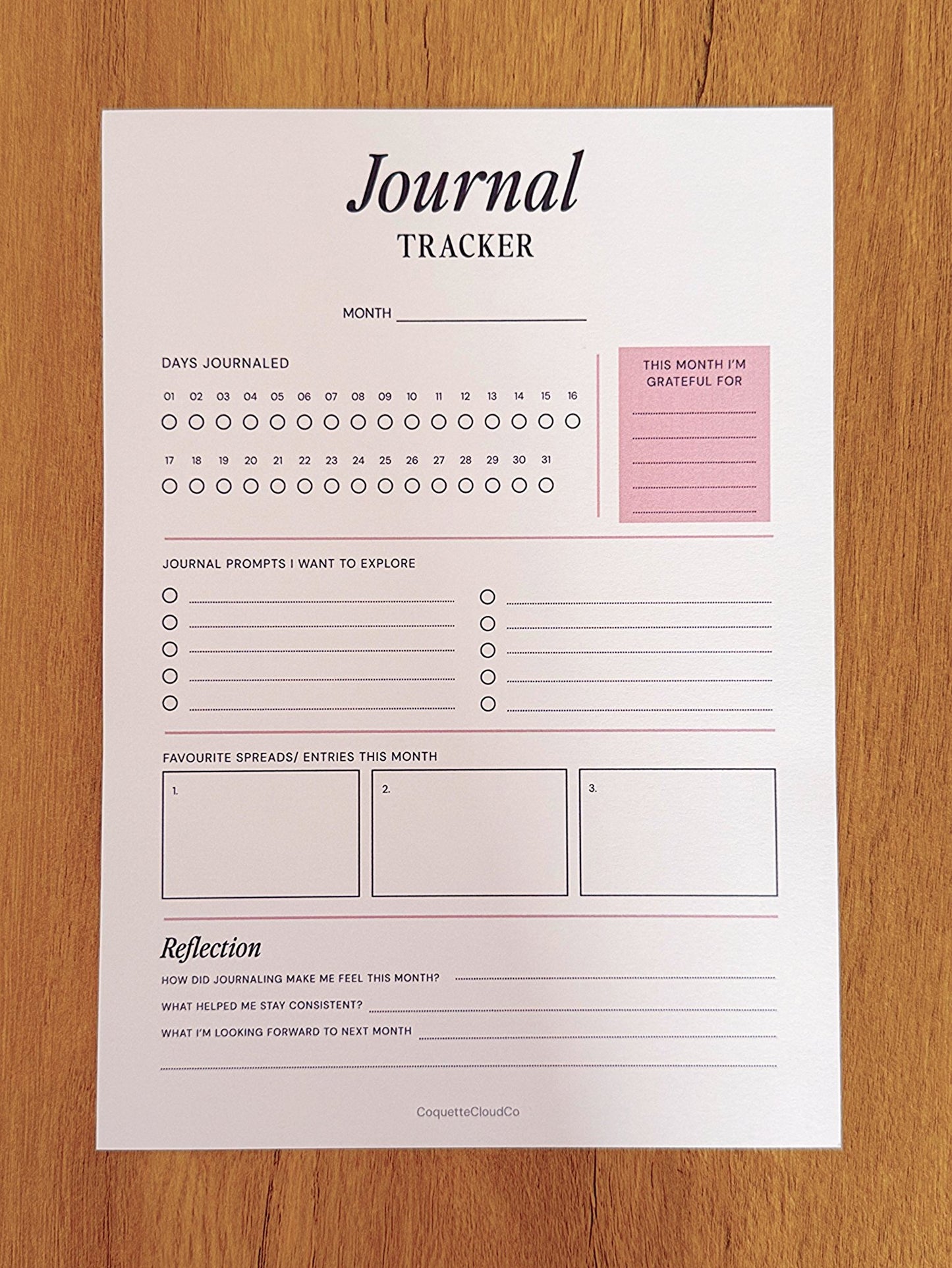 Journal Tracker - Coquette Cloud Co