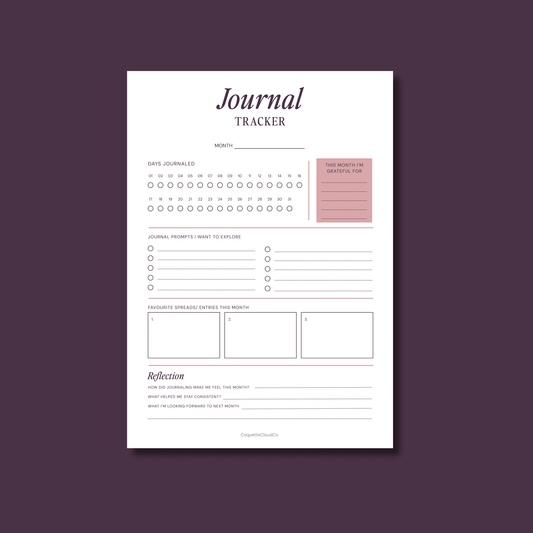 Journal Tracker - Coquette Cloud Co