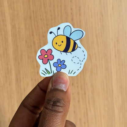 Kawaii Bumblebee Floral Sticker - Coquette Cloud Co