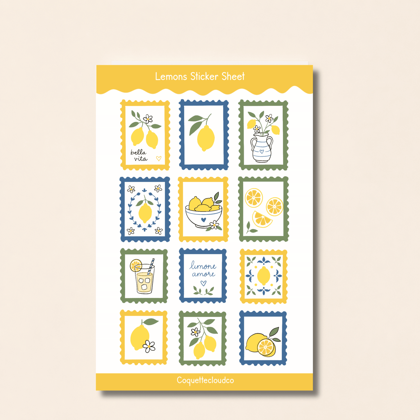 Lemon Italian Summer Sticker Sheet - Coquette Cloud Co