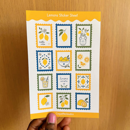 Lemon Italian Summer Sticker Sheet - Coquette Cloud Co
