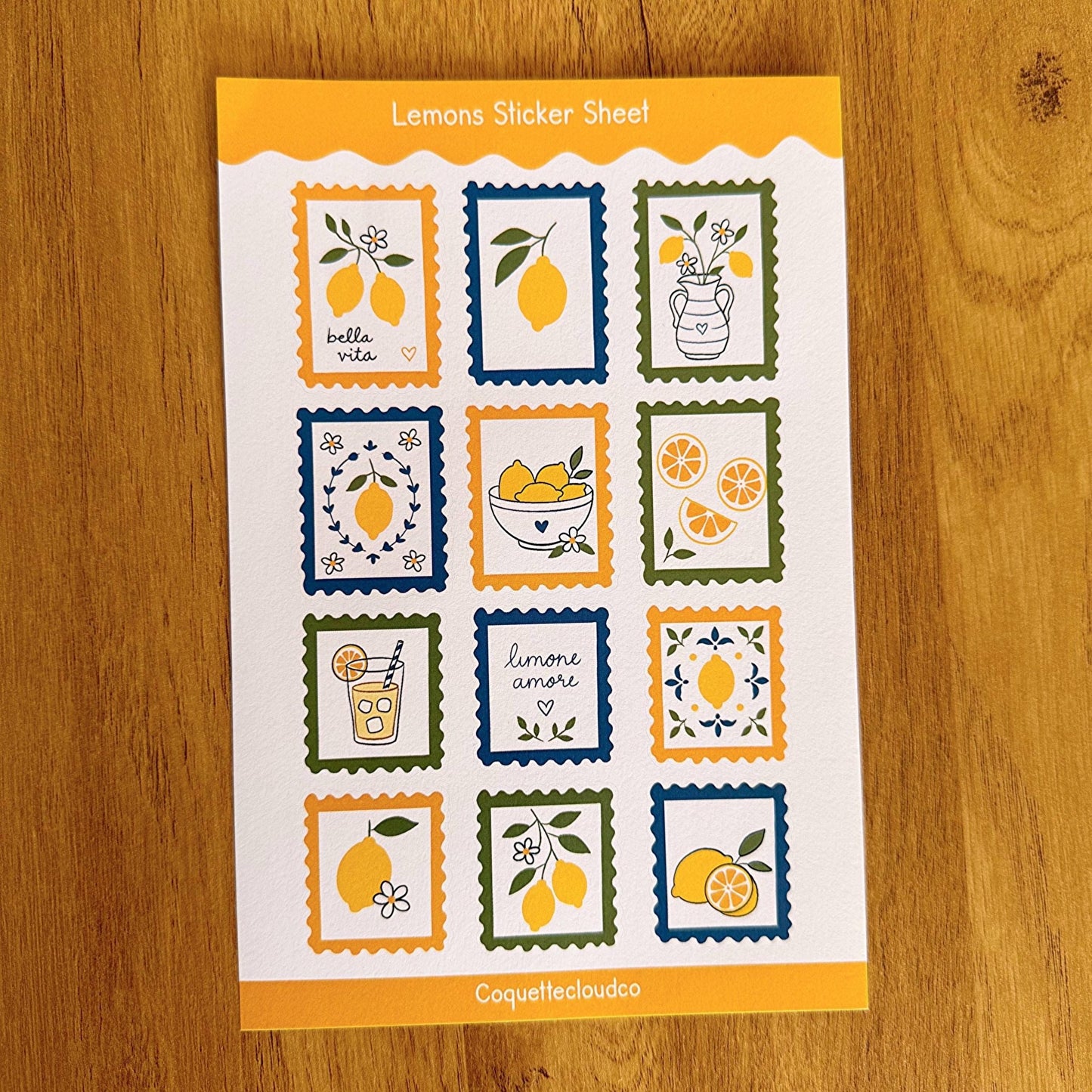 Lemon Italian Summer Sticker Sheet - Coquette Cloud Co