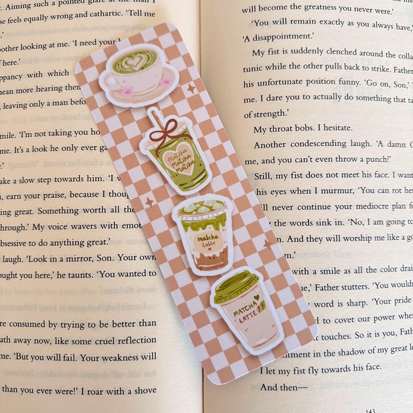 Matcha Latte Check Bookmark - Coquette Cloud Co