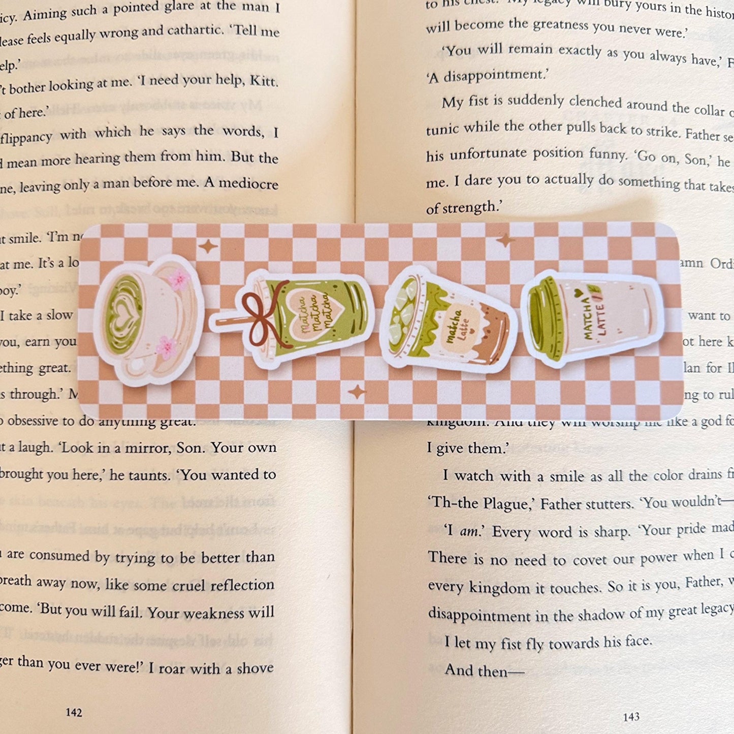 Matcha Latte Check Bookmark - Coquette Cloud Co