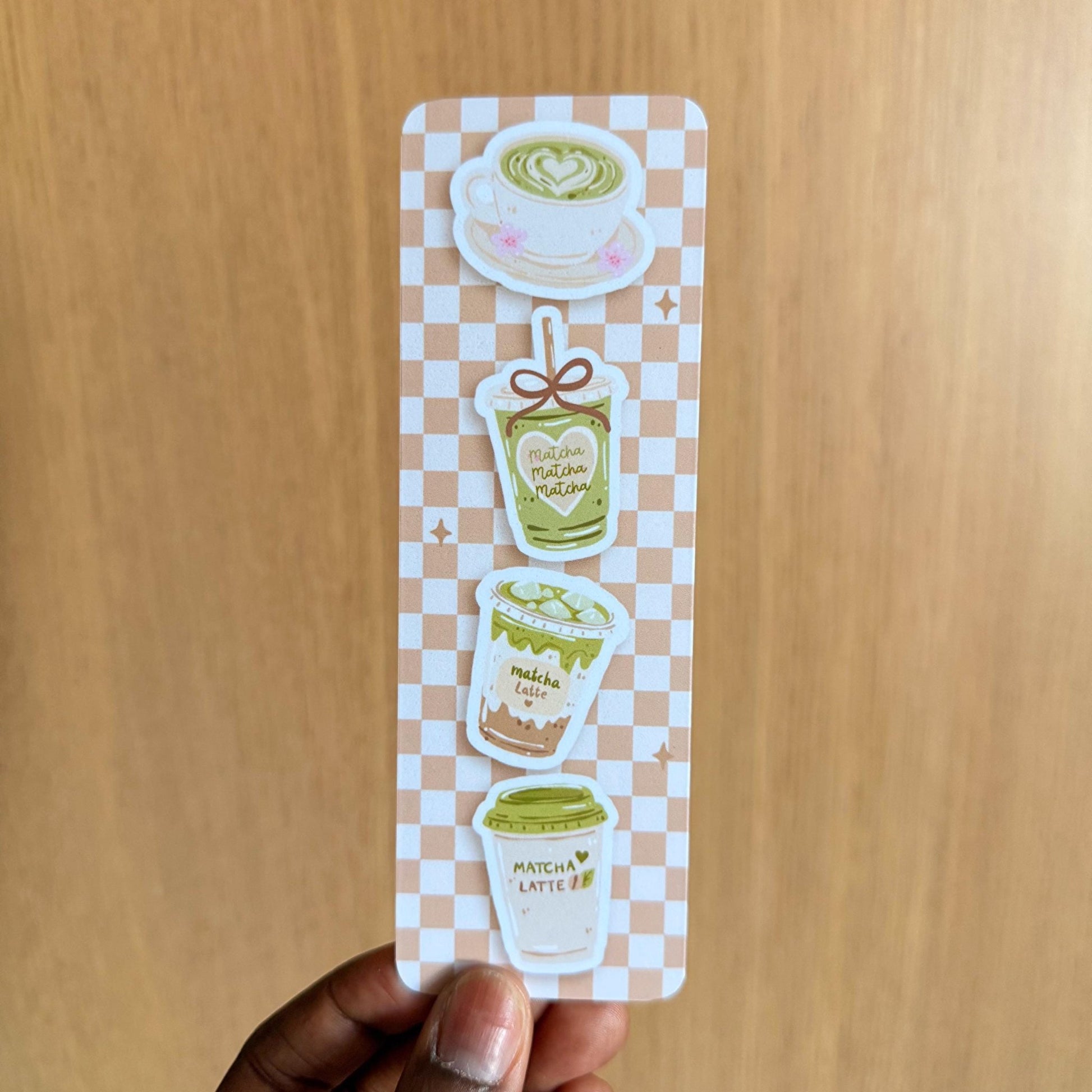 Matcha Latte Check Bookmark - Coquette Cloud Co