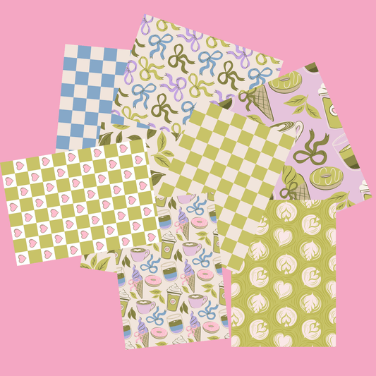 Matcha Lover Scrapbook Paper Pack A5 - Coquette Cloud Co