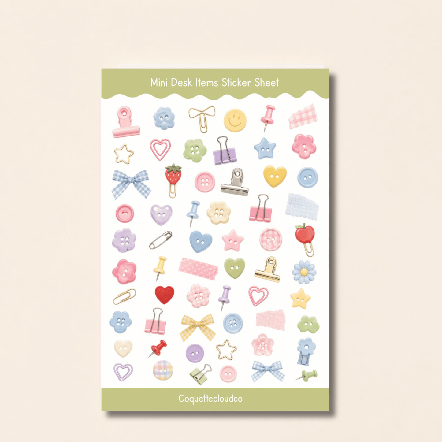 Mini Desk Items Sticker Sheet - Coquette Cloud Co