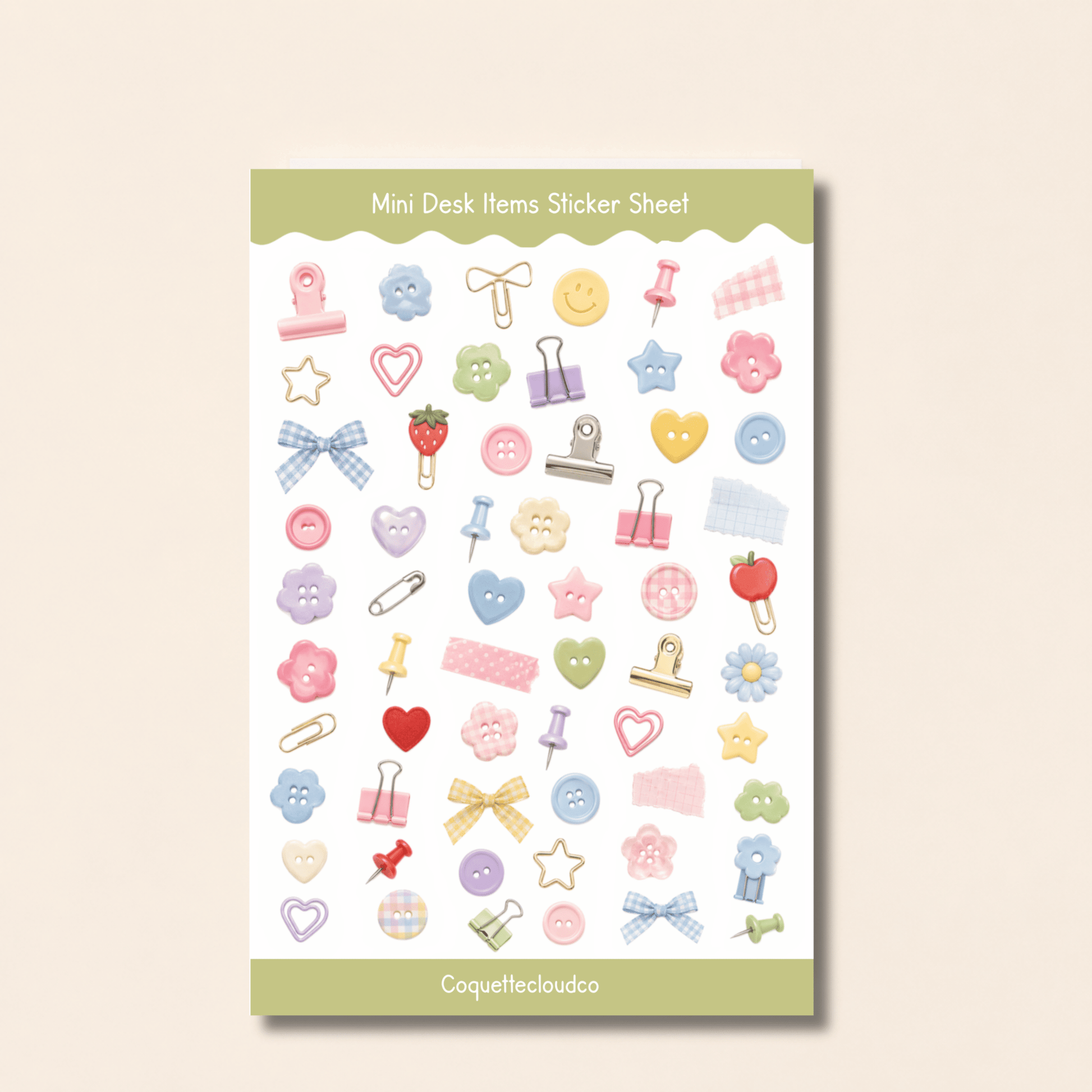 Mini Desk Items Sticker Sheet - Coquette Cloud Co
