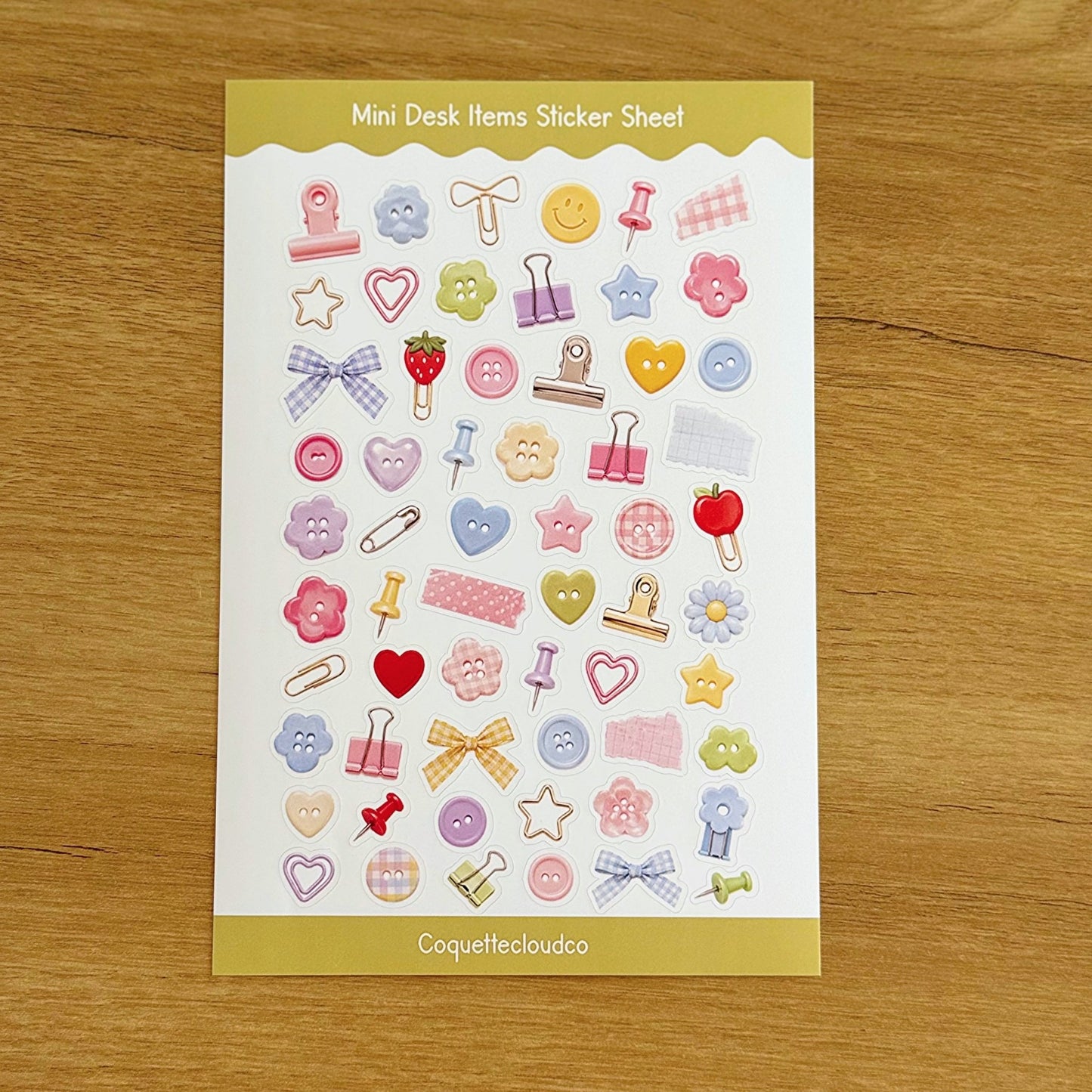 Mini Desk Items Sticker Sheet - Coquette Cloud Co