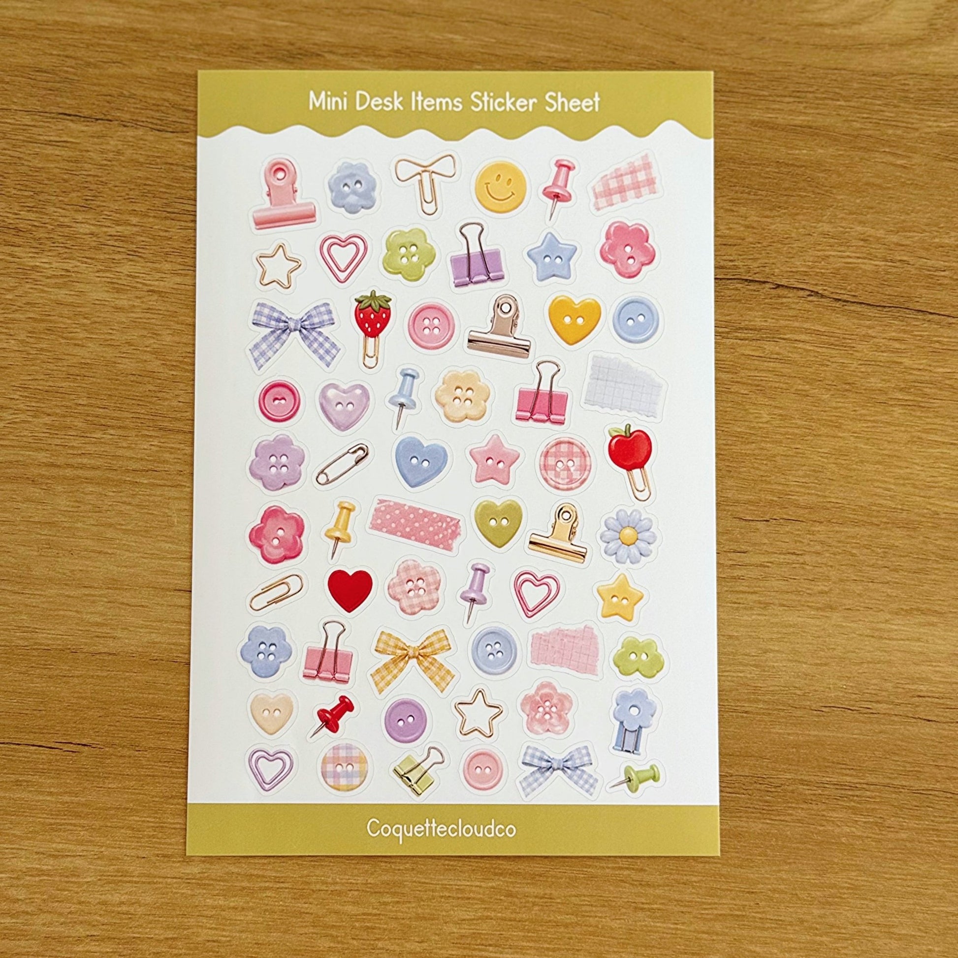 Mini Desk Items Sticker Sheet - Coquette Cloud Co