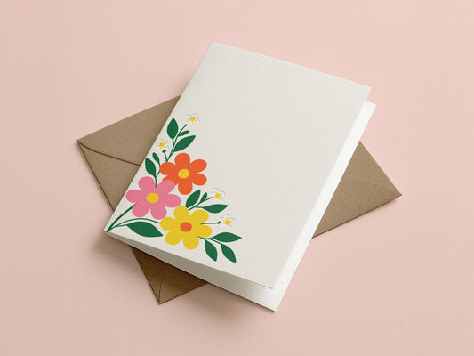 Minimalist Floral Simple Corner Flower Greeting Card - Coquette Cloud Co