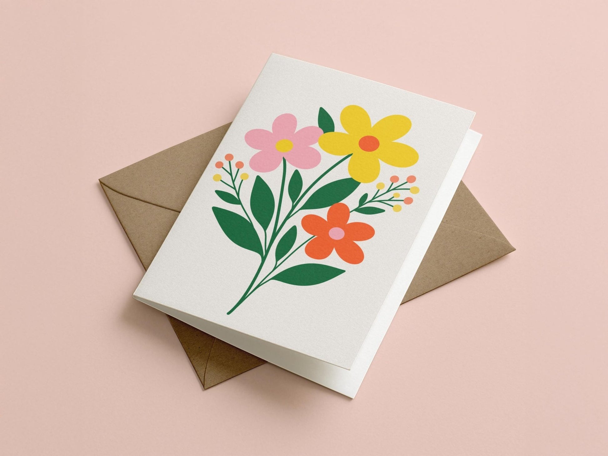 Minimalist Flower Bouquet Greeting Card - Coquette Cloud Co