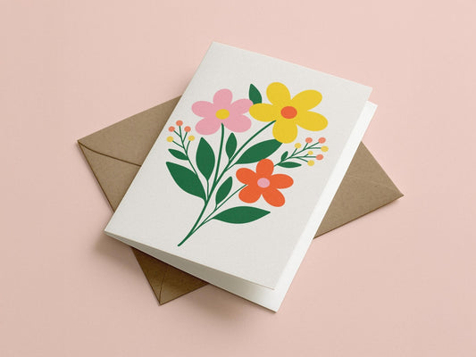 Minimalist Flower Bouquet Greeting Card - Coquette Cloud Co