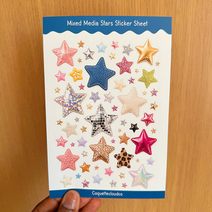 Mixed Media Stars Sticker Sheet - Coquette Cloud Co