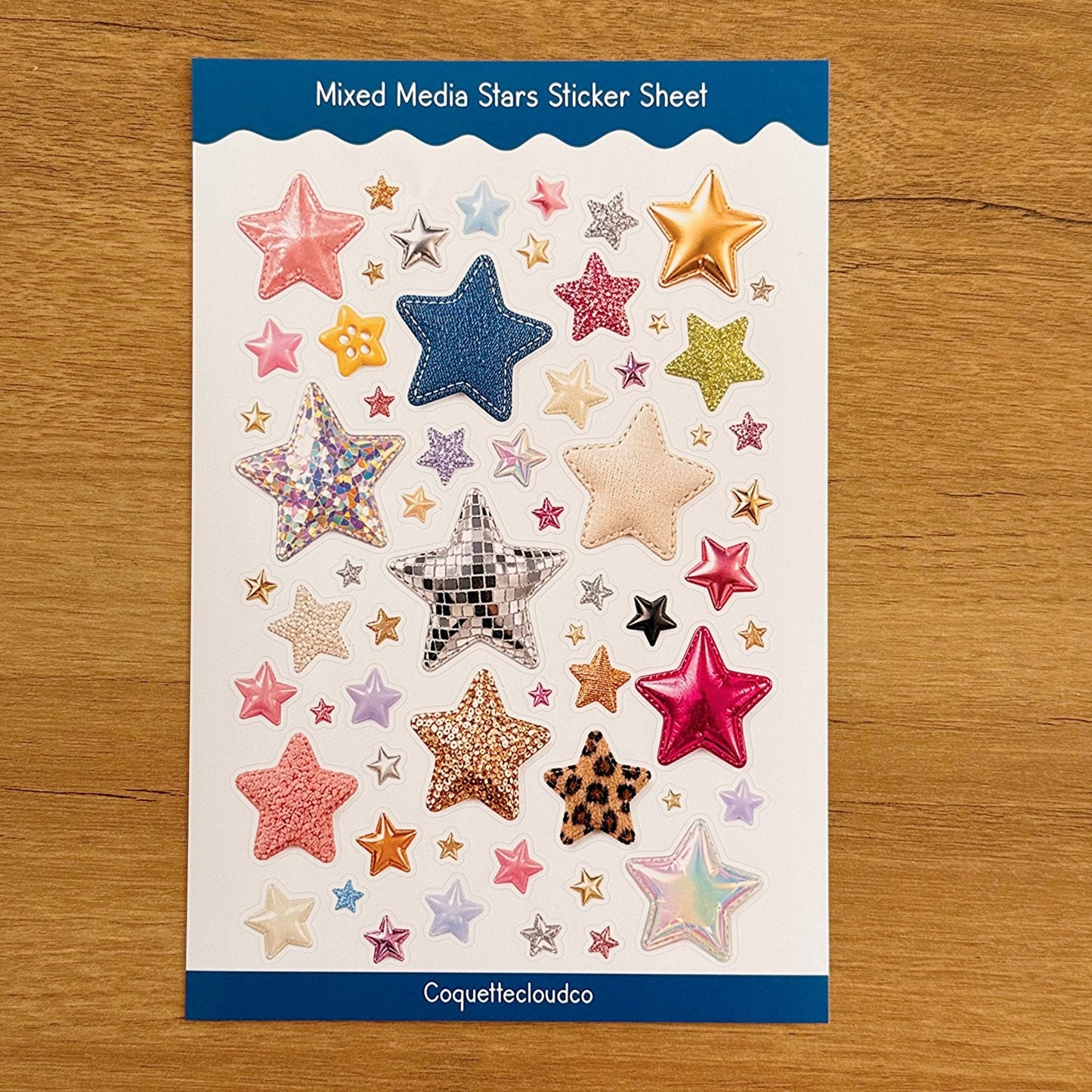 Mixed Media Stars Sticker Sheet - Coquette Cloud Co
