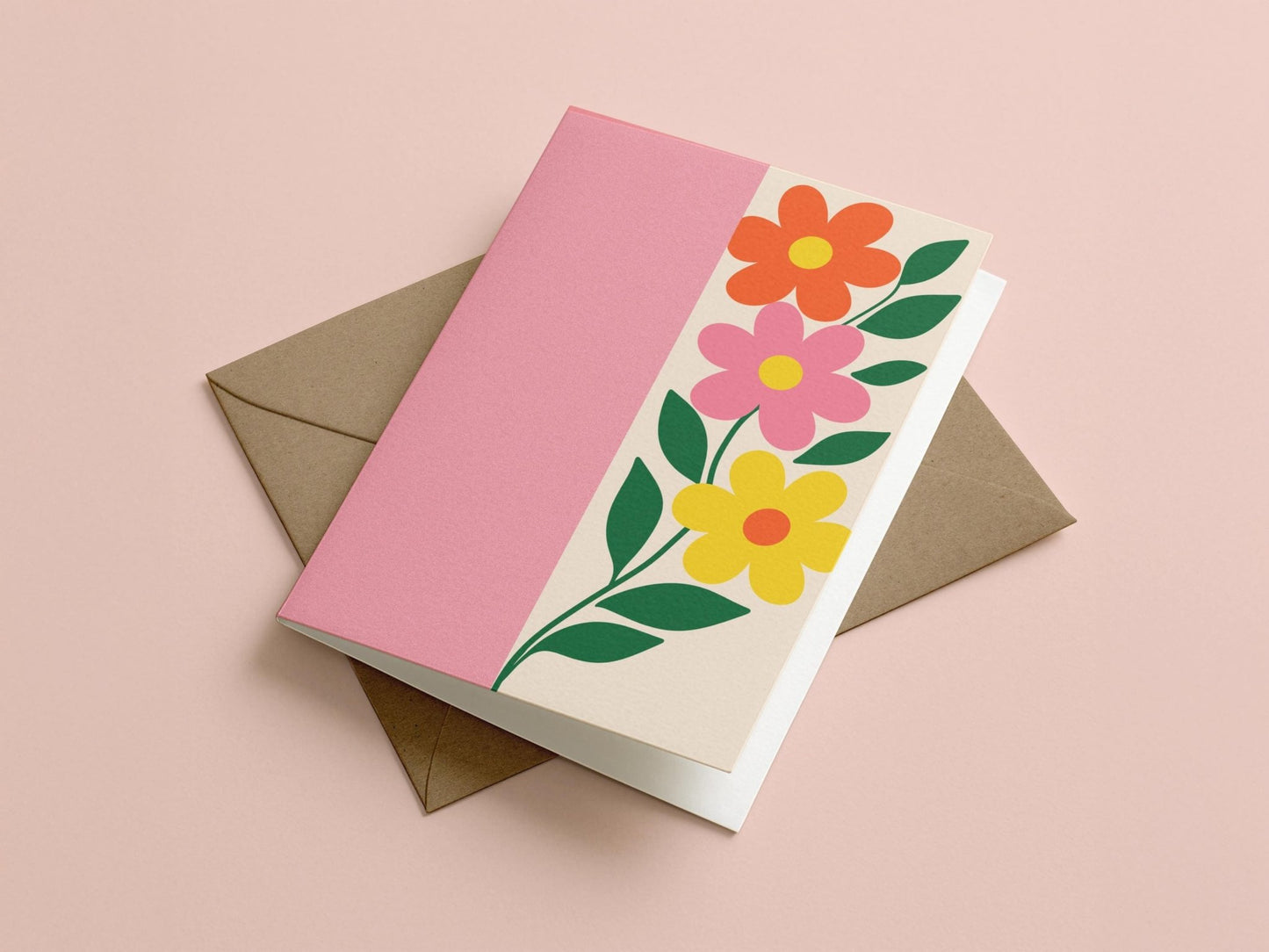 Modern Floral Colour Block Flower Greeting Card - Coquette Cloud Co