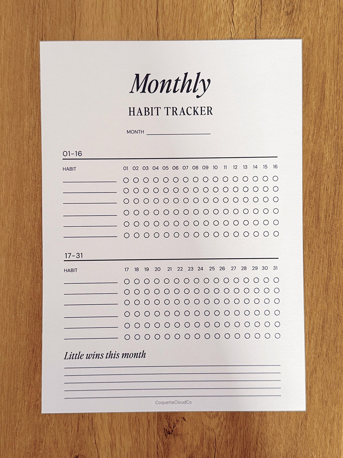 Monthly Habit Tracker - Coquette Cloud Co