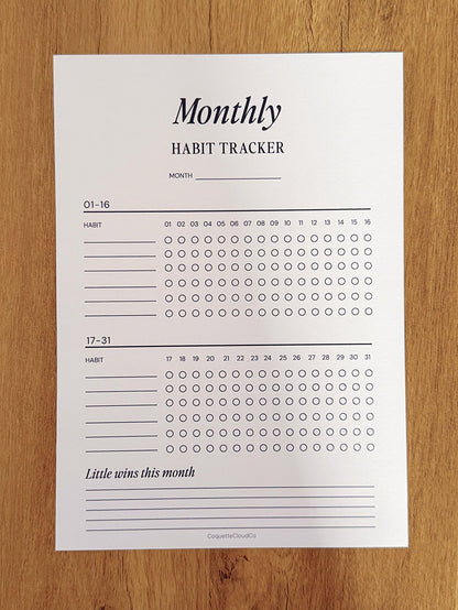 Monthly Habit Tracker - Coquette Cloud Co