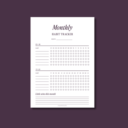 Monthly Habit Tracker - Coquette Cloud Co