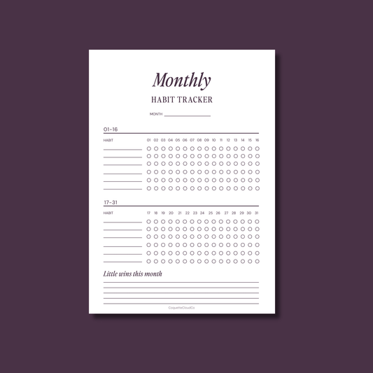 Monthly Habit Tracker - Coquette Cloud Co