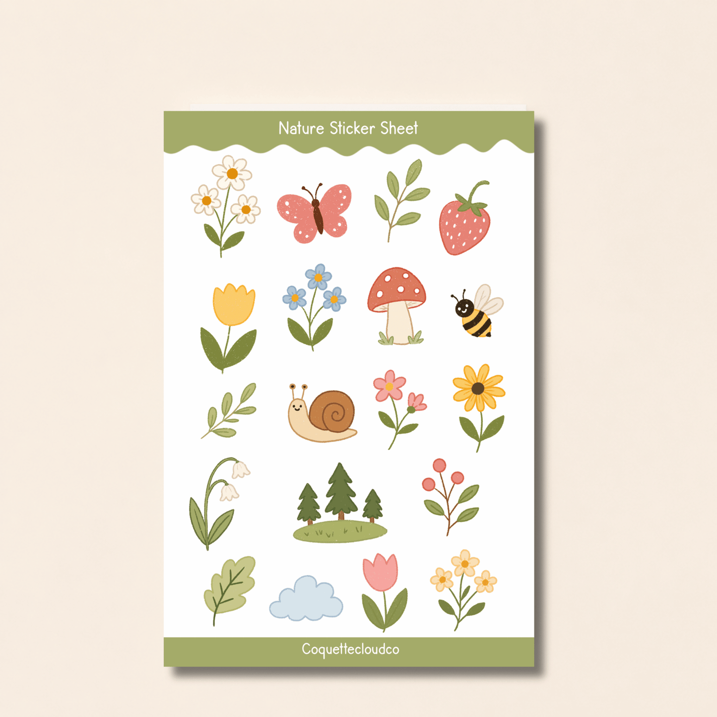 Nature Sticker Sheet - Coquette Cloud Co